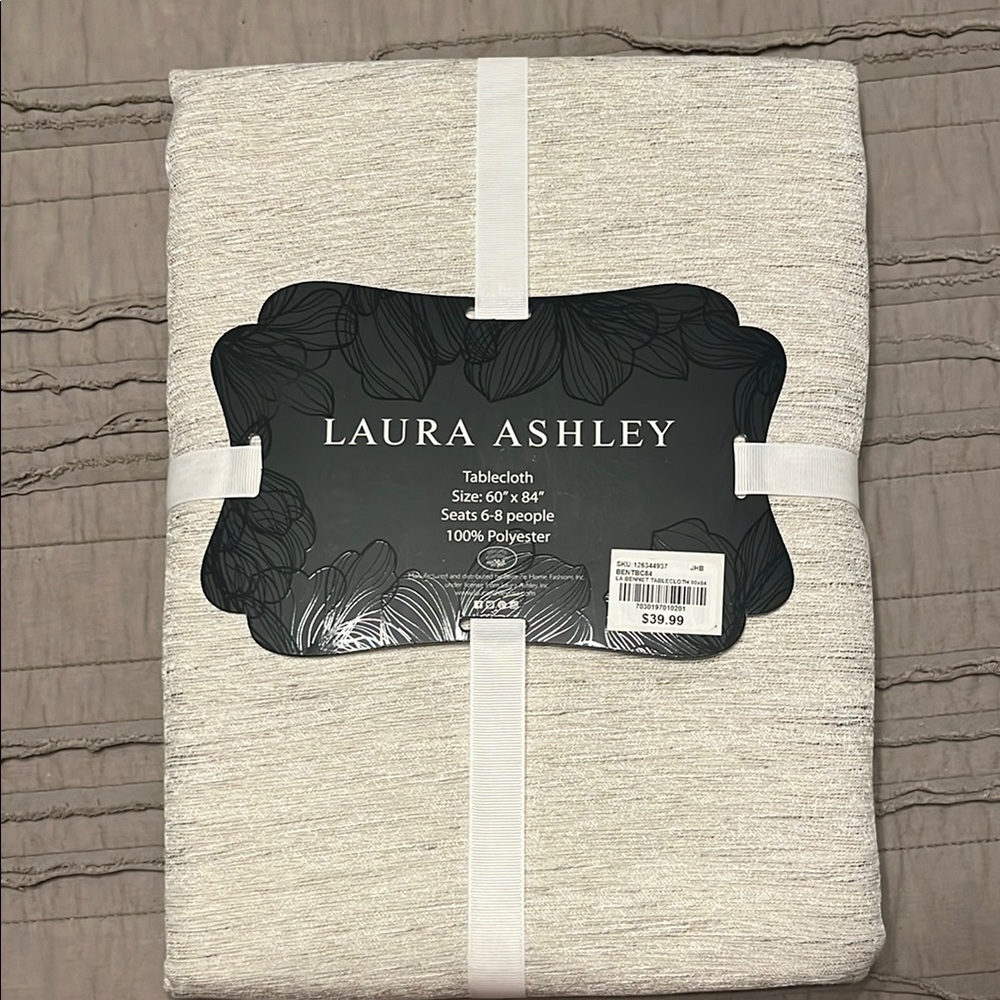 Laura Ashley Light Gray Tablecloth